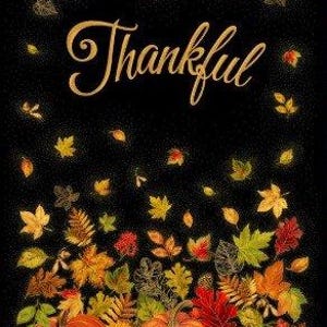 Thankful - Harvest Time Pumpkins in Autumn Fabric Panel by Timeless Treasures Autumn Thanksgiving Fall 24&quot;x43&quot; Quilting Panels