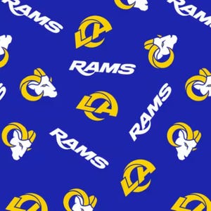 NFL Los Angeles Rams Stoff / Lizenzierter NFL-Baumwollstoff von Fabric Traditions, 114 cm breit / Football-Stoff in großen Mengen