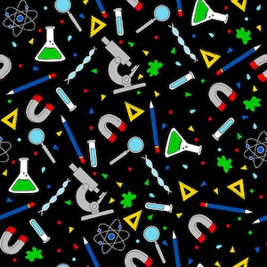 Back To School Fabric / Science Icons Fabric / Top of the Class Collection by Blank Quilting, Yardage & Fat Quarters Available