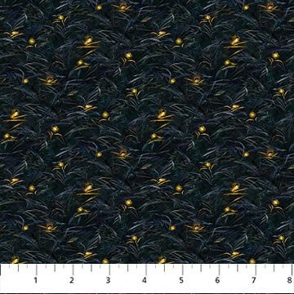 Moonlight Kisses  Fireflies Fabric Northcott Material by Abraham Hunter Fabric by the yard & Fat Quarter Fabric