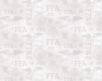 FFA Tonal Logos on Off-White Fabric / FFA Refreshed By Riley Blake / Future Farmers of America Cotton Fabric Yardage & Fat Quarters