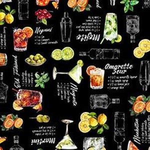 Cocktails Drinks Fabric / Cocktails and RecipesThat&#39;s the Spirit Fabric by Dan Morris For QT Fabrics / Yardage and Fat Quarters available