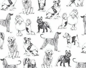 Weißer Hundekimono Stoff / Hundefutter von Timeless Treasures Birdieform und Fat Quarters