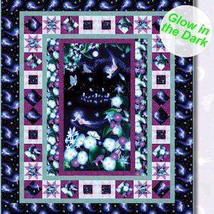 Magic Moon Garden Quilt Kit from Henry Glass / Fabrics approx. size 63&quot; X 75&quot;&quot; Fabric Glow in the Dark Quilt Top and Binding