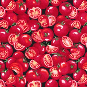 Tomato Fabric / Food Fabric / Farmer John Garden Party Tomato / Fabri-Quilt Paintbrush Studio 120-13211  / by the yard and Fat Quarters