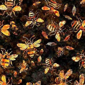 Bee Fabric / Bees on Black All the Buzz Collection by Quilting Treasures   Fabrics Bee Material Yardage Bee Fat Quarters