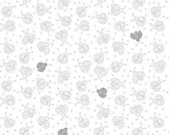 Lady Bug Outlines on White Lucky Bugs by Benartex, Lady bugs Yardage & Fat Quarters / Quilting Cotton Fabric Sewing