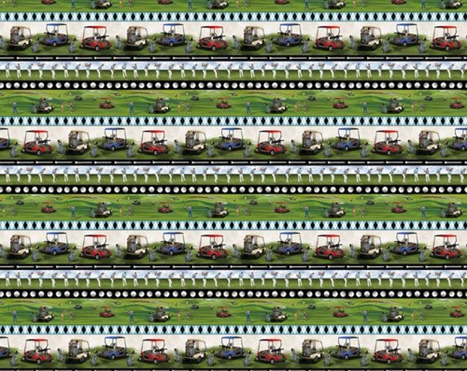 Golf Fabric / Scenic Golf Stripe on Green Fabric / Front Nine