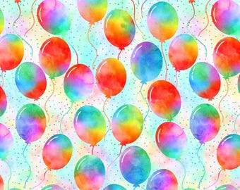 Tela de globos para fiestas, globos sobre fondo pastel, fiesta de bloques, Let's Eat Cake, de Hoffman, California, tela para fiestas de cumpleaños, cuartos de grasa.