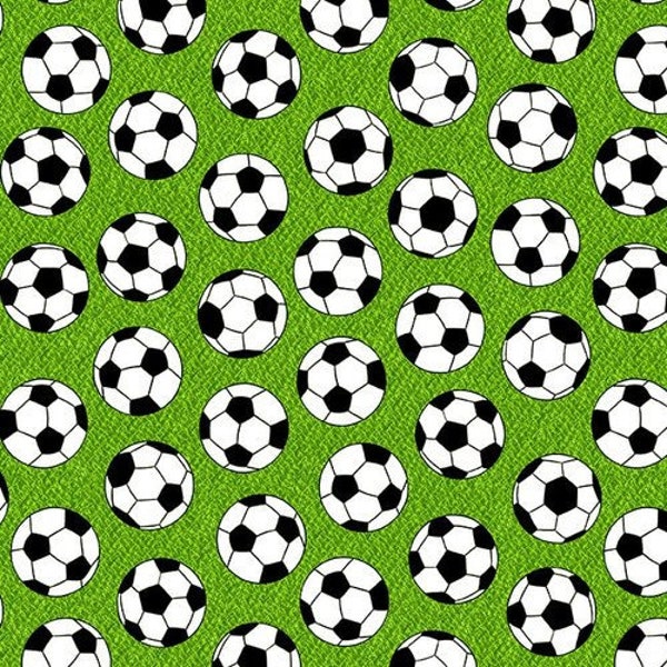 Soccer Balls Fabric / Game On Soccer Balls on Green Fabric by the Yard by Blank Quilting / Soccer Fabric Yardage & Fat Quarters Available