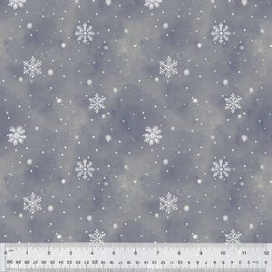 Snowflakes on Gray Fabric / Winter Christmas Fabric, Flurries Winter Whisper by Windham Fabric Yardage, Fat Quarter Material