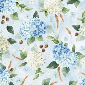 Hydrangea Fabric  Celebrate the Seasons by Hoffman, Floral Blender Fabric Yardage & Fat Quarters