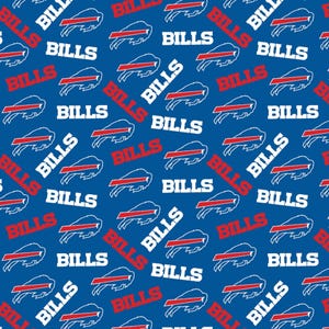 Buffalo Bills Mini Print Logo Licensed NFL, Team Match Up by Fabric Traditions Cotton Fabric,  Fat Quarters Available