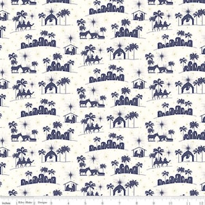 Christmas Fabric, Nativity Scenes Fabric by the Yard, Nativity Silhouettes Come Let Us Adore Him by Riley Blake Fat Quarter, Cotton Yardage