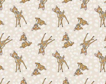 Bambi-tyg på metervara / Bambi med prickar Licensierad Disney av Springs Creative / Bambi på metervara och Fat Quarter