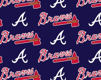 Atlanta Braves MLB Stoff / Major League Baseball Stoff von Fabric Traditions / Baseball Fabric Yardage 58 "Wide Cotton, Fat Quarters