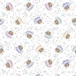 Dogs with Tiny Teacups Fabric / Whiskers and Paws Nursery fabric by Hannah Dale, Maywood Studio Fabric by the yard, Yardage & Fat Quarters