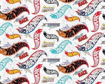 Tela Hot Wheels cortada a medida, colección Logo Toss Made to Race Hot Wheels de Riley Blake Fat Quarters y Yardage disponibles