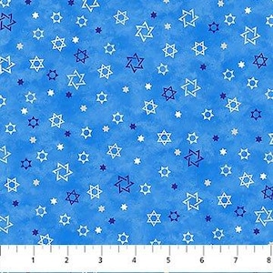 Hanukkah Fabric - Star of David Fabric, Starlight Collection by Northcott Fabrics, Material Yardage & Fat Quarters