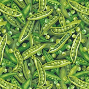 Peas Fabric / Food Fabric / Farmer John Garden Party Peas / Fabri-Quilt Paintbrush Studio 120-13201  / by the yard and Fat Quarters