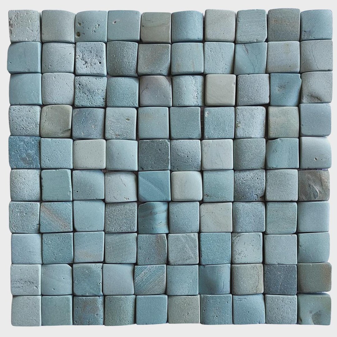 Sea Green Pebble Square Mosaic Tile 1x1 - Etsy UK