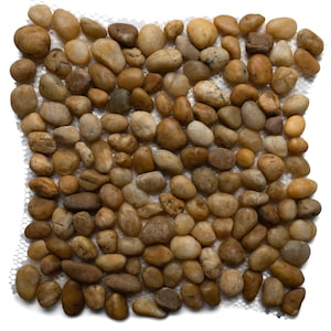 CNK Tile Mini Polished Amber Pebble Tile with Mesh Backing for Shower Floors Bathrooms Backsplashes Patios - 12&quot; x 12&quot; Sheet