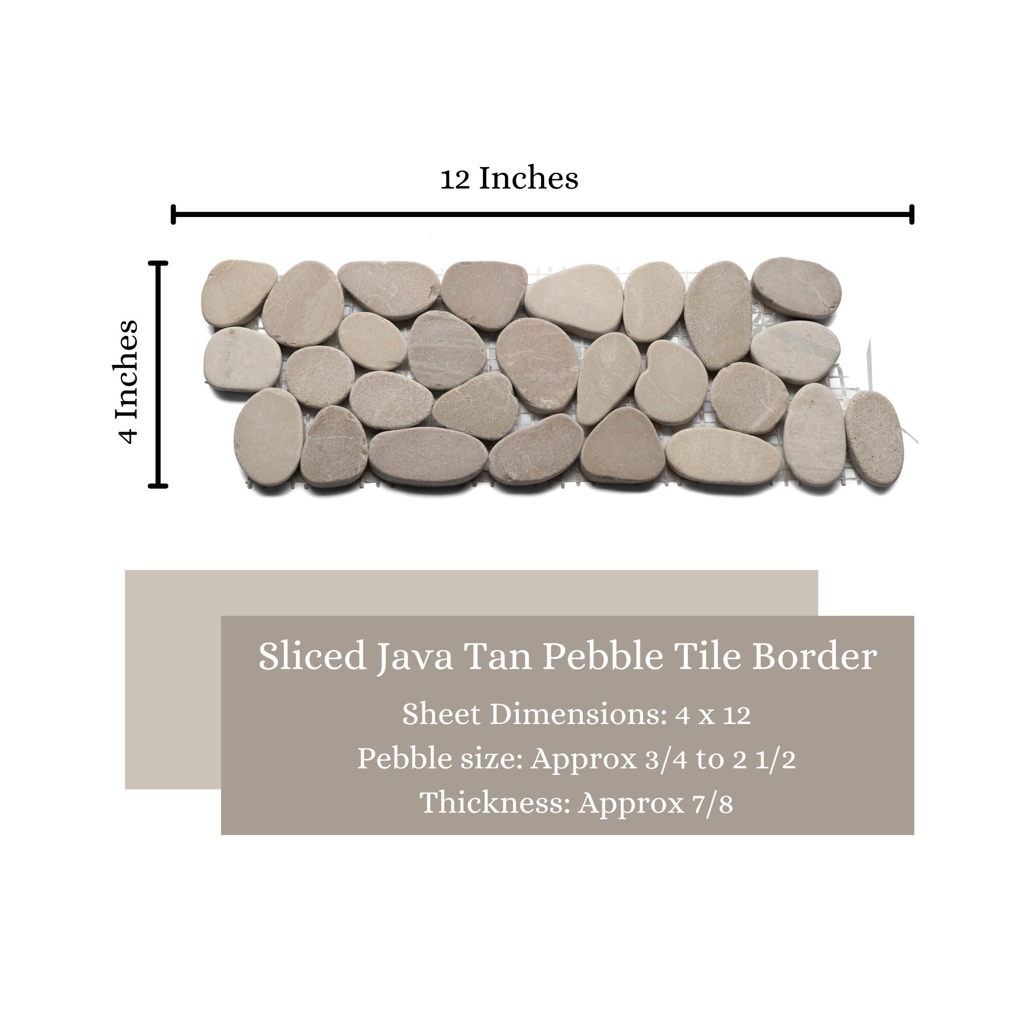 CNK Tile Sliced Java Tan Pebble Tile Border Hand-sorted Natural Stone ...