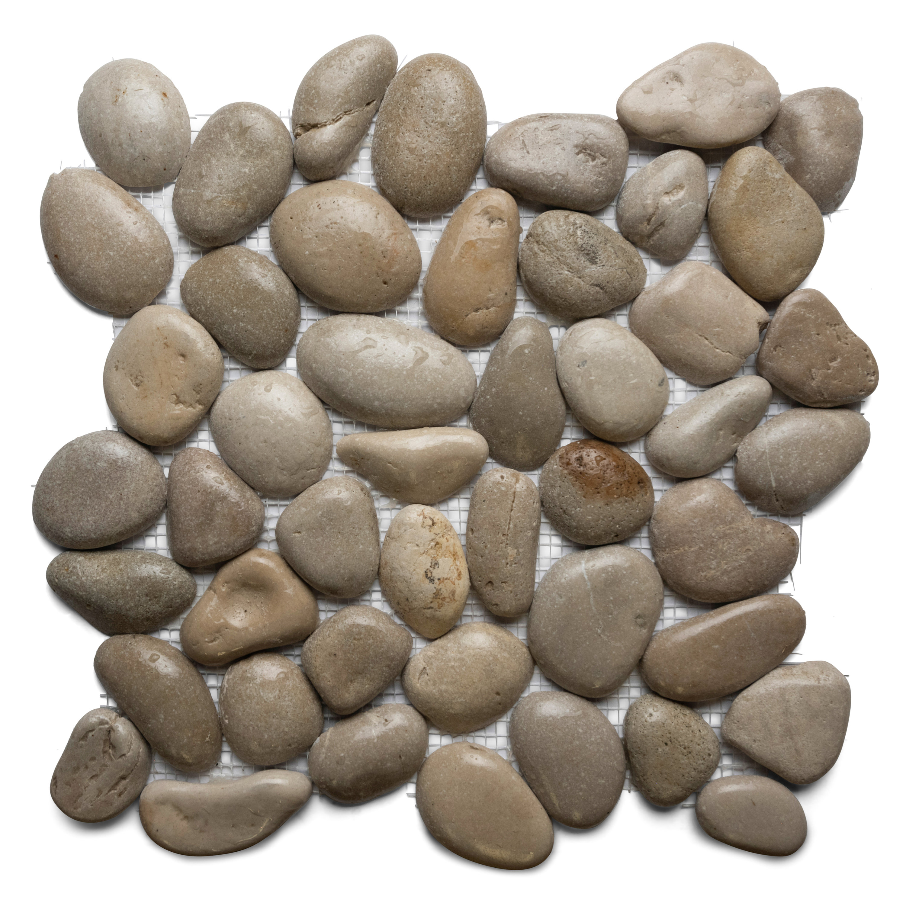 CNK Tile Glazed Java Tan Pebble Tile 12" X 12" Natural Stone for Shower ...