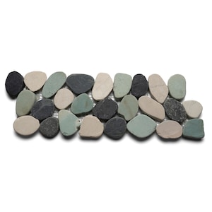 CNK Tile Sliced Bali Turtle Pebble Tile Border 4&quot; x 12&quot; Mesh Sheet Natural Stone Mosaic for Walls Floors Showers Backsplashes and Pools