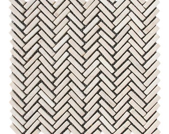 CNK Tile Cream Chevron Stone Mosaic Tile 12"x12" Natural Stone with Mesh Backing for Shower Wall Floor Backsplash Indoor & Outdoor