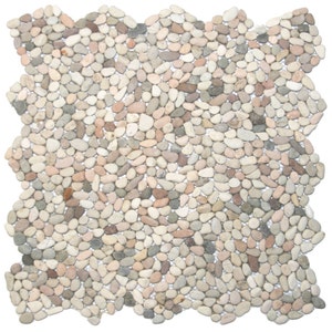 CNK Tile Natural River Stone Tile for Shower Bathroom Backsplash and More—Mini Island Mix Pebble Tile - 12” x 12” Sheet with Mesh Backing
