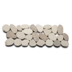 CNK Tile Java Tan & White Pebble Tile Border Mesh-Backed Natural Stone for Shower Floors Bathroom Backsplash Fireplace and Patio - 4&quot; X 12&quot;
