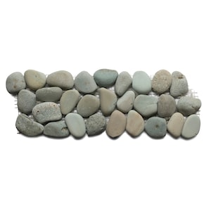 CNK Tile Sea Green Pebble Tile Border | Hand-Sorted Natural Stone Tiles with Mesh Backing for Easy Installation on Floors and Showers