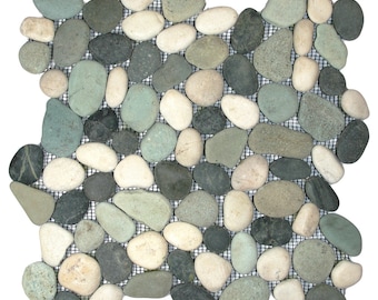 CNK Tile Handmade Bali Turtle Pebble Tile Perfect for Mosaics Showers Backsplashes Flooring Patios - Natural Stone - 12&quot; x 12&quot;