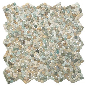 CNK Tile Handmade Mini Sea Green Pebble Tile—Ideal for Mosaics Showers Backsplashes Flooring and Eco-Friendly Durable—1 sq. ft.