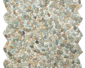 CNK Tile Handmade Mini Sea Green Pebble Tile—Ideal for Mosaics Showers Backsplashes Flooring and Eco-Friendly Durable—1 sq. ft.