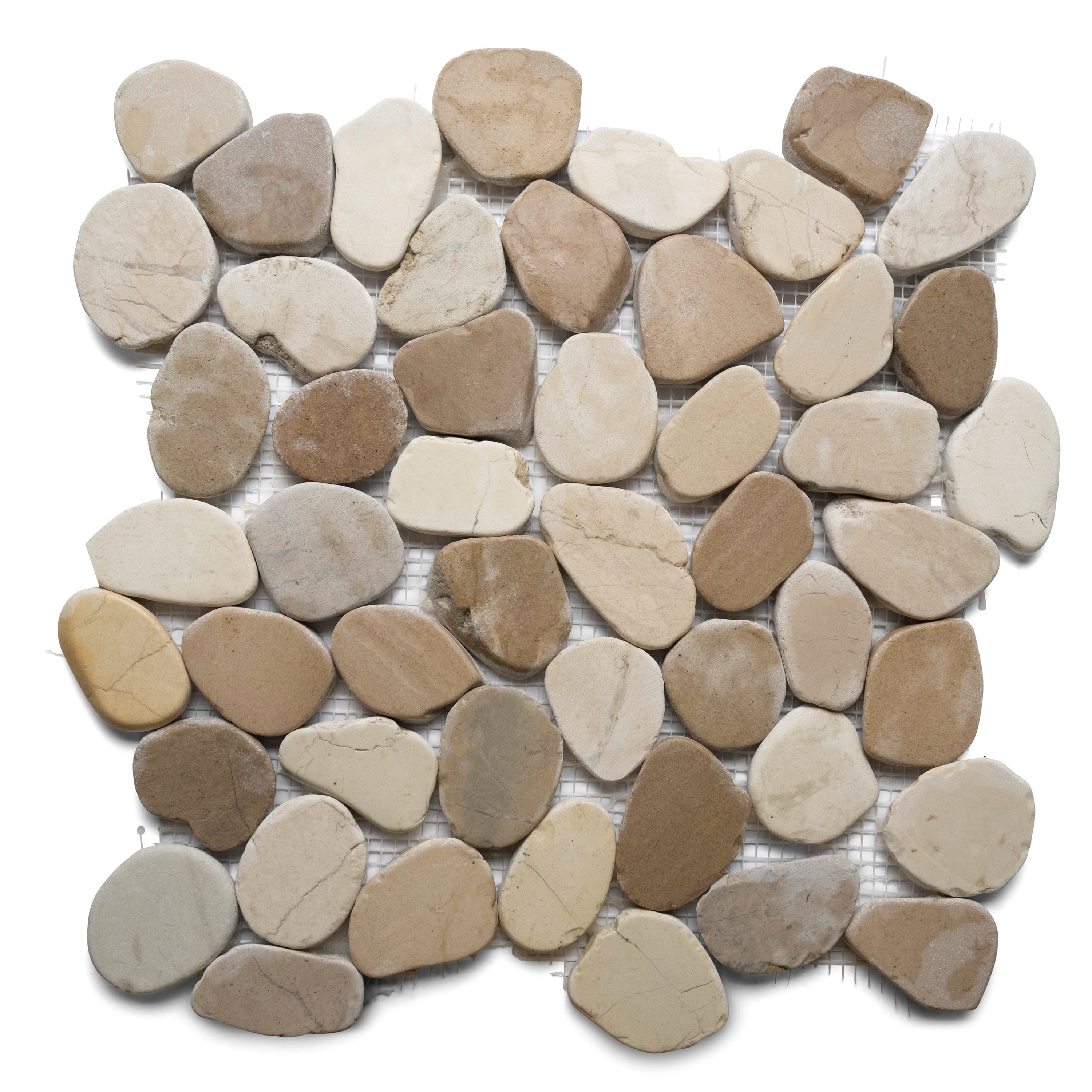 Java Lagoon Tile CNK Tile Natural Hand Selected Sliced Java Tan and White Pebble Tile ...