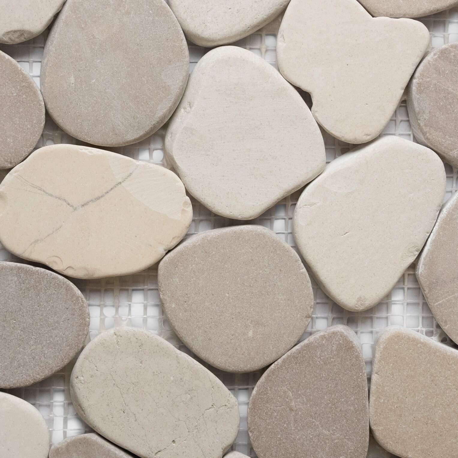 CNK Tile Natural Hand Selected Sliced Java Tan and White Pebble Tile ...