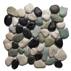 CNK Tile Glazed Bali Turtle Pebble Tile Hand-Selected Natural Stone Mesh-Backed Seamless Installation for Indoor Outdoor Flooring and Walls