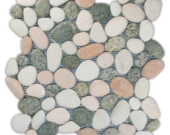 Hand Made Pebble Tile - Mixed Island 1 sq. ft. - Use for Mosaics, Showers, Flooring, Backsplashes and More!