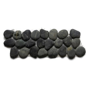 CNK Tile Charcoal Black Pebble Tile Border Natural Stone for Walls Floors Showers Pools Backsplashes Indoor and Outdoor – 4&quot; X 12&quot; Sheet