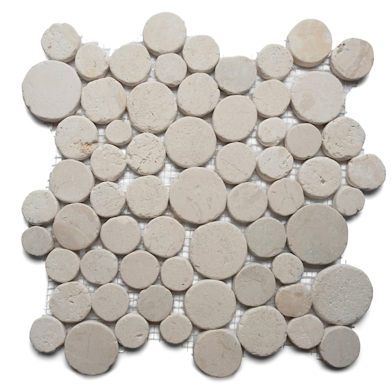 CNK Tile White Moon Mosaic Marble Tile Natural Stone Geometric Pattern for Backsplash Wall and Floor Indoor Applications - 12" X 12"