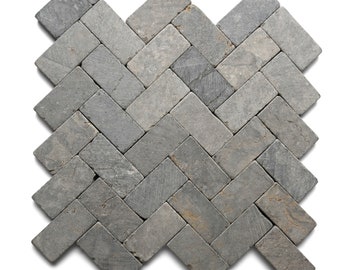 CNK Tile Light Grey Herringbone Stone Mosaic Tile Mesh Sheets for Bathroom Kitchen Floors Backsplashes Pools and Fireplaces - 11&quot; x 12&quot;