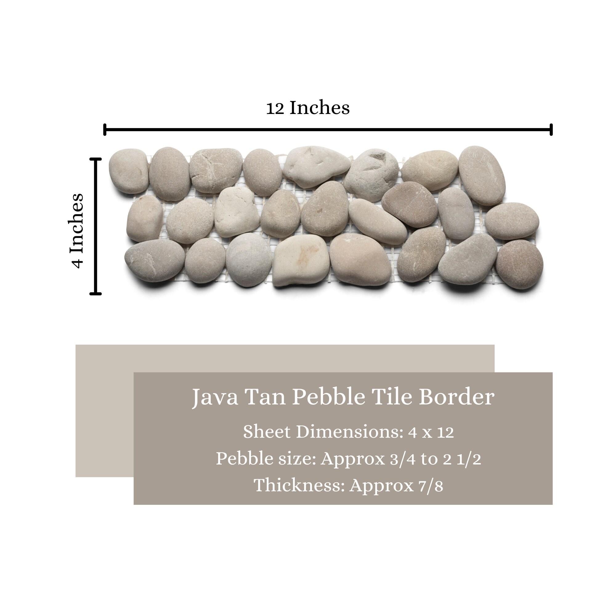 CNK Tile Java Tan Pebble Tile Border Natural Stone Mosaic Mesh Backed ...