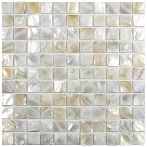 Hand Made Mother of Pearl Tile - Cream 1"x1" Square - Use for Mosaics, Showers, Flooring, Backsplashes and More!