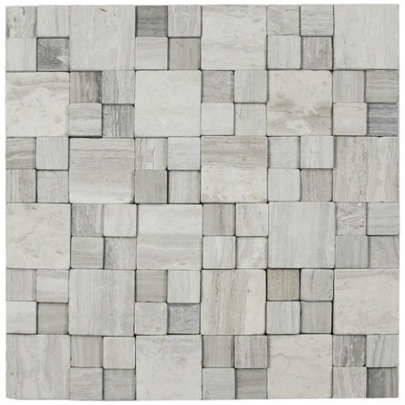 Hand Made 3d Stone Tile 3d Light Grey Blocks Stone Tile Etsy