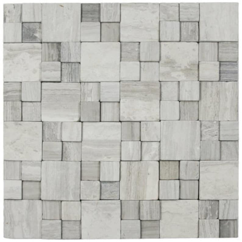 Hand Made 3d Stone Tile 3d Light Grey Blocks Stone Tile Etsy