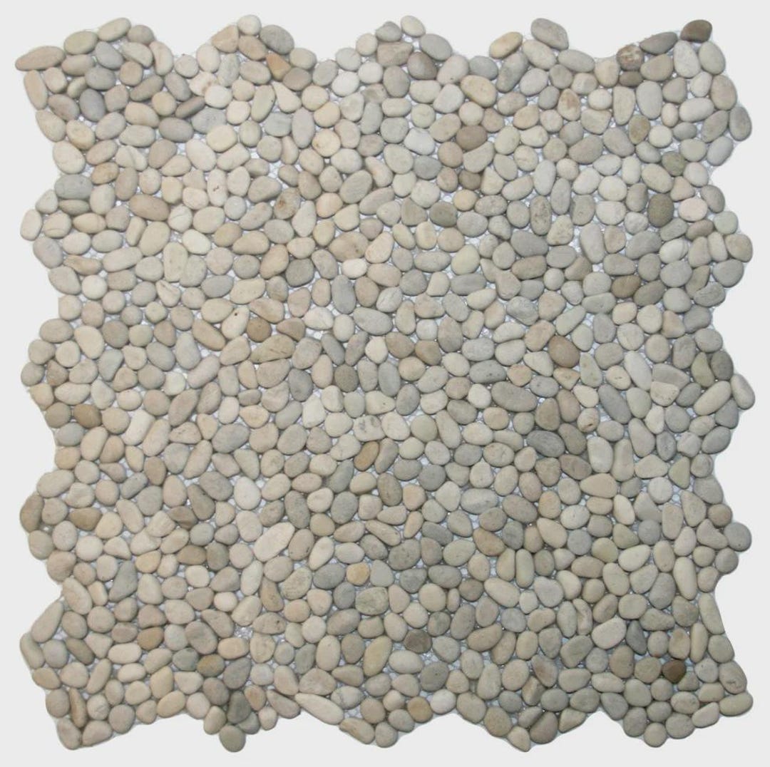 CNK Mini Java Tan Pebble Tile Mesh Backing, Safe Adhesive, Perfect for ...