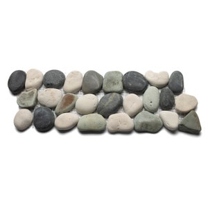 CNK Tile Bali Turtle Pebble Tile Border Hand-Sorted Natural River Stones Mesh-Backed Seamless Fit for Indoor Outdoor Walls & Floors - 4&quot;x12&quot;