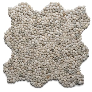 CNK Tile Glacier White Marble Mini Pebble Tile, Polished Finish - Perfect for Spas, Bathrooms, Floors, Walls, Backsplashes - 12” X 12”